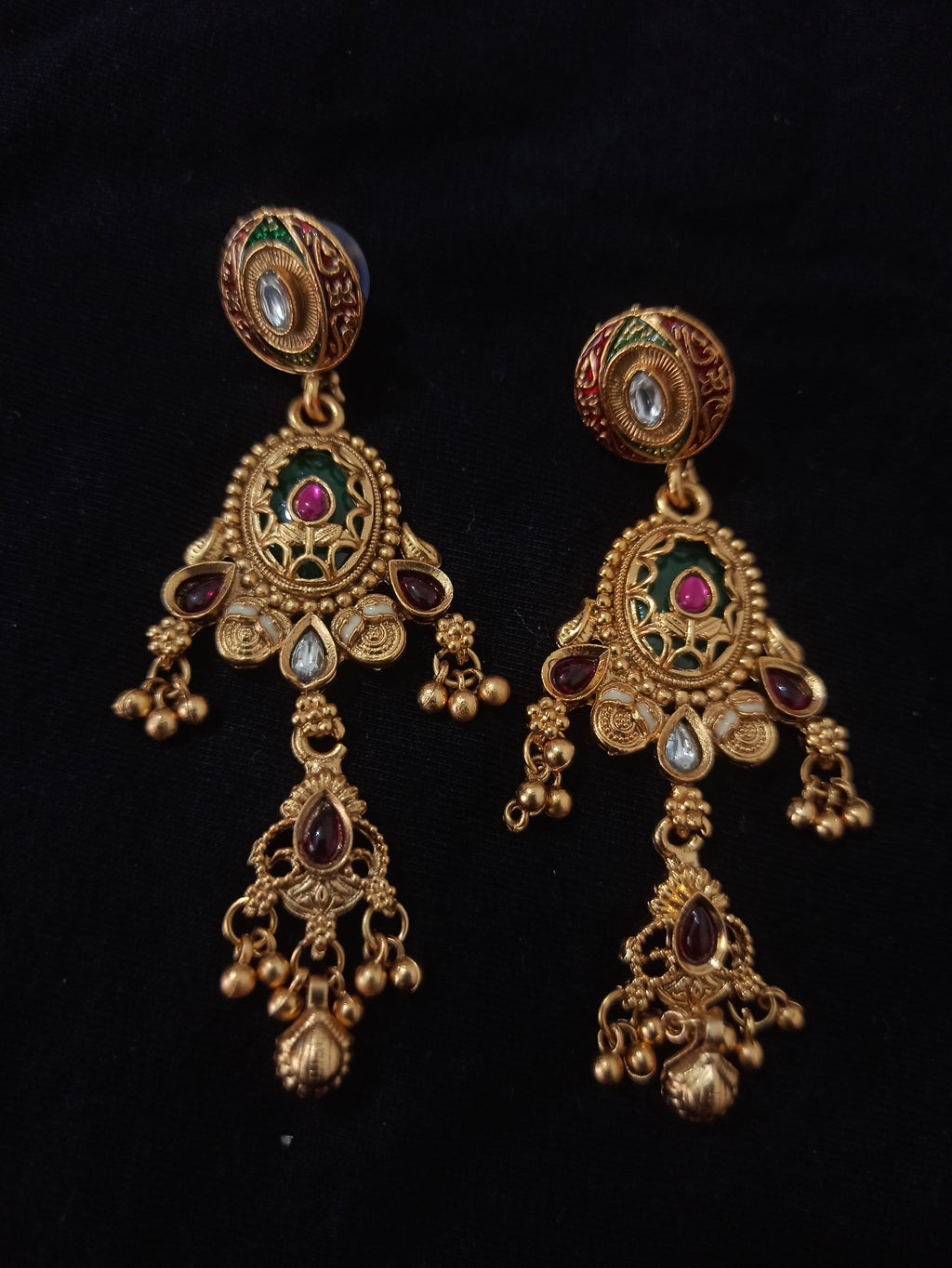 Rajwadi Copper Plated Heavy Traditional Jewellery Set for Women – Earrings & Maang Tika with Rani Haar