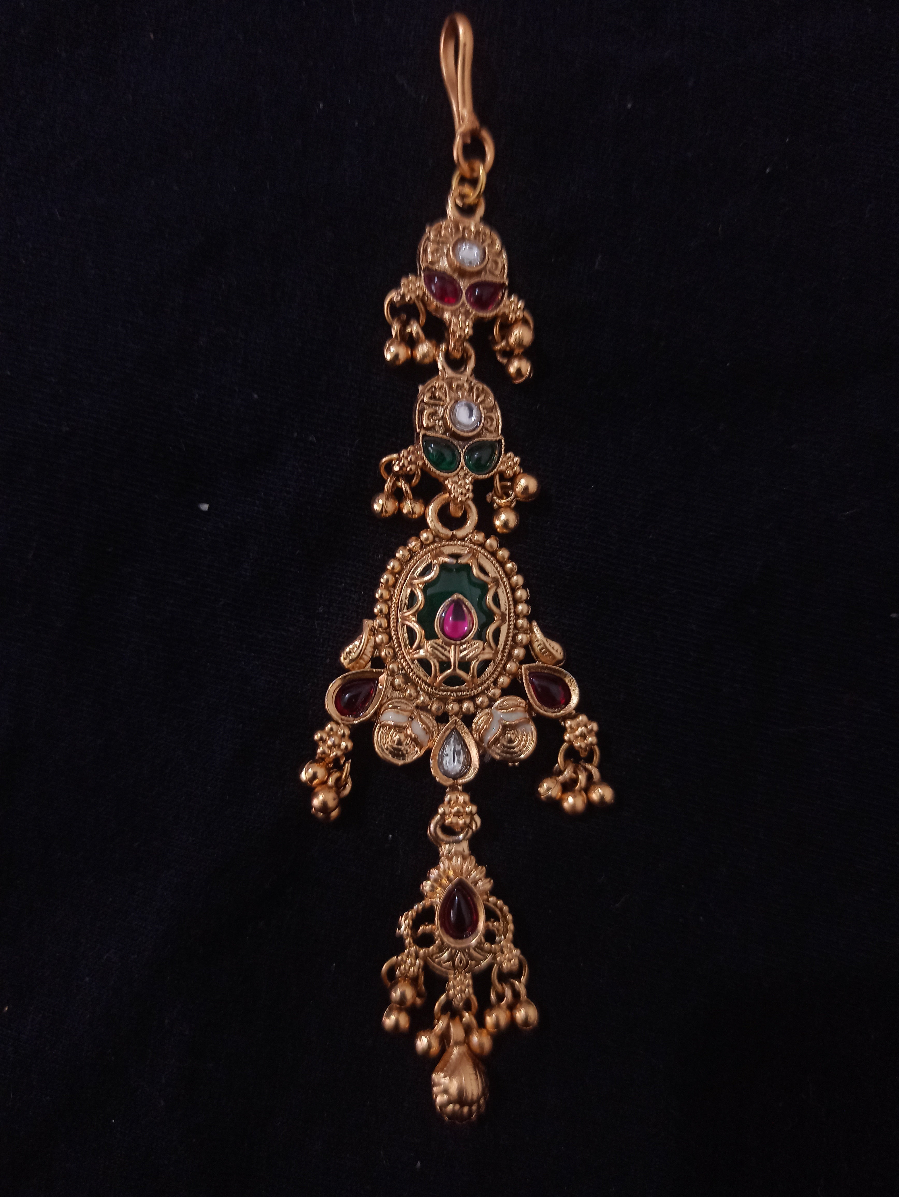Rajwadi Copper Plated Heavy Traditional Jewellery Set for Women – Earrings & Maang Tika with Rani Haar